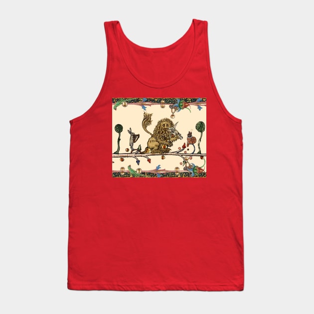 WEIRD MEDIEVAL BESTIARY MAKING MUSIC Violinist Lion,Hare,Snail Cat Tank Top by BulganLumini